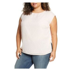 Vince Camuto Mix Media Jacquard Cap Sleeve Blouse